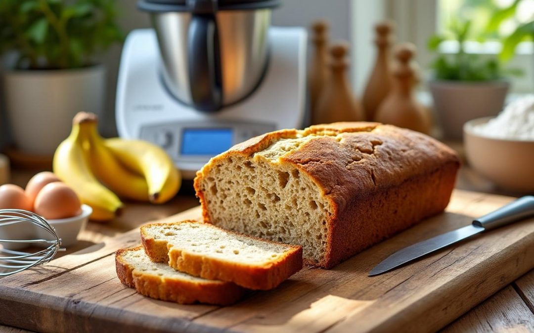 découvrez notre recette facile et rapide de banana bread moelleux préparée avec votre thermomix. un délicieux gâteau parfait pour le goûter ou le petit-déjeuner.