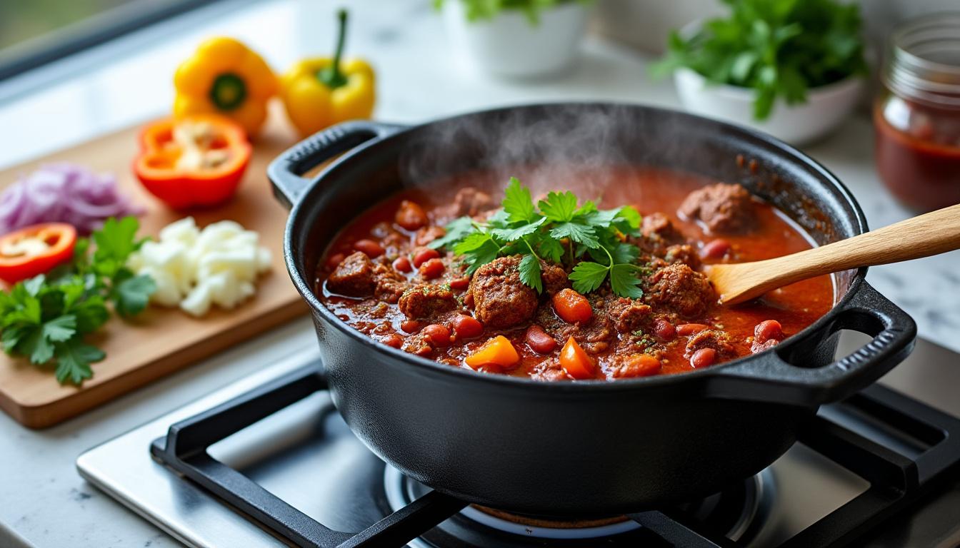 découvrez une recette facile et rapide de chili con carne au cookeo, savoureuse et épicée, idéale pour un repas convivial et gourmand.