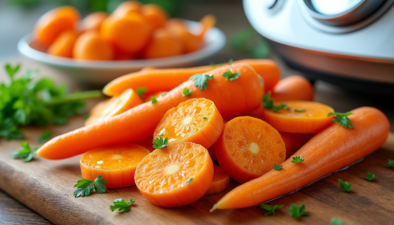 Carottes Vichy au Thermomix : fondantes et savoureuses 1 découvrez la recette facile des carottes vichy au thermomix, pour des légumes fondants, savoureux et parfaitement assaisonnés en un rien de temps.