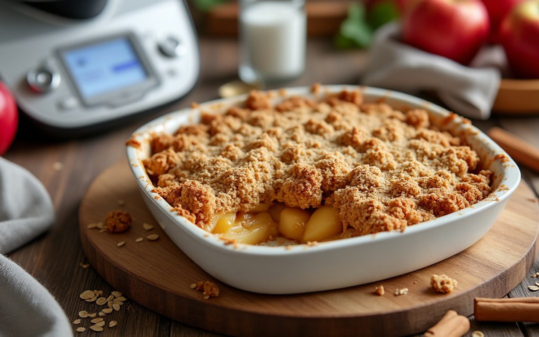 découvrez notre recette facile de crumble aux pommes au thermomix, un dessert croustillant et fondant qui ravira vos papilles en toute simplicité.