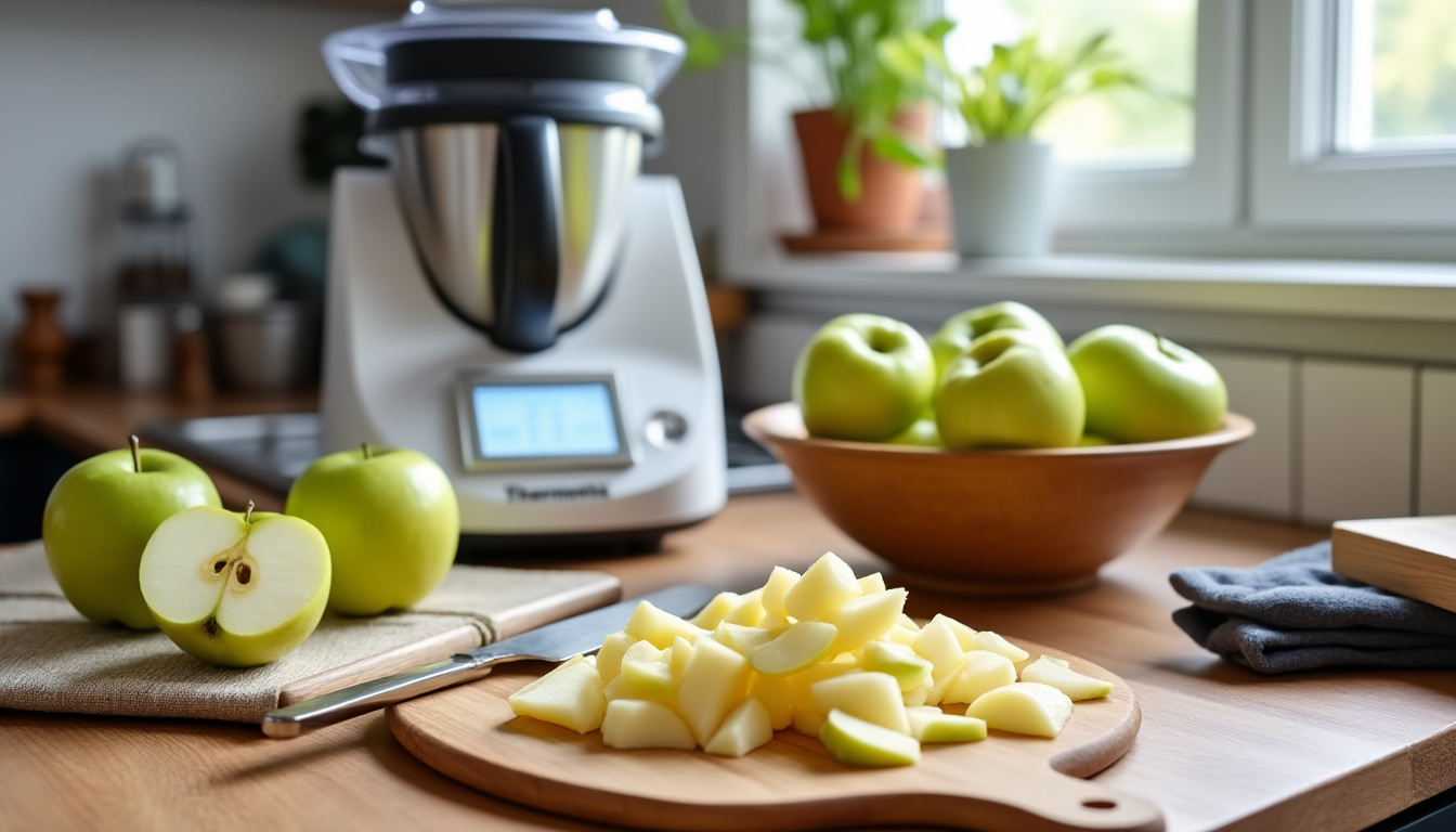 Compote de pommes au Thermomix : sans morceaux et parfumée 1 découvrez notre recette facile de compote de pommes au thermomix, lisse et parfumée, idéale pour un dessert sain et savoureux sans morceaux.